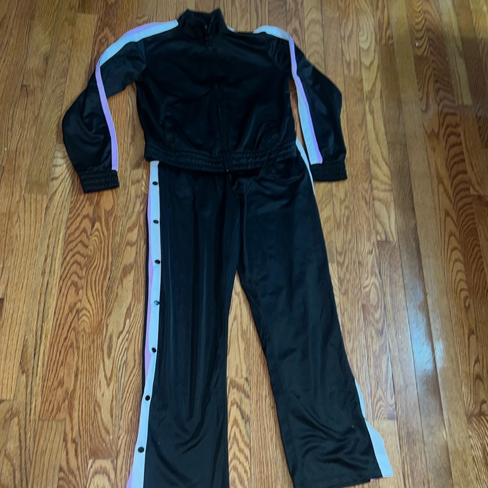 Garage Track suit 2 piece sweatpants and zipper jacket Size Medium black purple